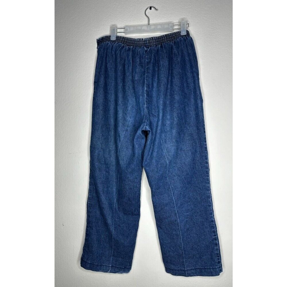Alfred Dunner Jeans Womens 12 Blue Denim Pockets Wide Leg Pull On Pants - Picture 3 of 8